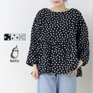 ナル NARU 60ローンリップルドットギャザーチュニック 654845 日本製 ブラウス 水玉 プルオーバー トップス レディース 2025春夏｜more-net2