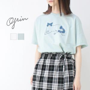 グリン grin オーガニックエーゲ海天竺くつろぎねこptT 8252C-029 トップス 半袖 無地 プリント 日本製 レディース 2025春夏｜more-net2