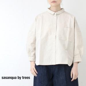 サザンカバイツリーズ sasanqua by trees コットンヘンプオーバーシャツ AN-223H 日本製 8分袖 ちび衿 レギュラー ワイド トップス 羽織り レディース 2025春夏｜more-net2