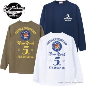 バズリクソンズ BUZZ RICKSON'S プリント長袖Tシャツ 5th FTR.INTCP.SQ. BR69449 メンズ アメリカ製 ミリタリー｜more-net2