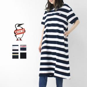 チャムス CHUMS ブービーポロドレス CH18-1354 ワンピース 半袖 フレア Aライン 無地 ボーダー ロゴ レディース 2025春夏｜more-net2