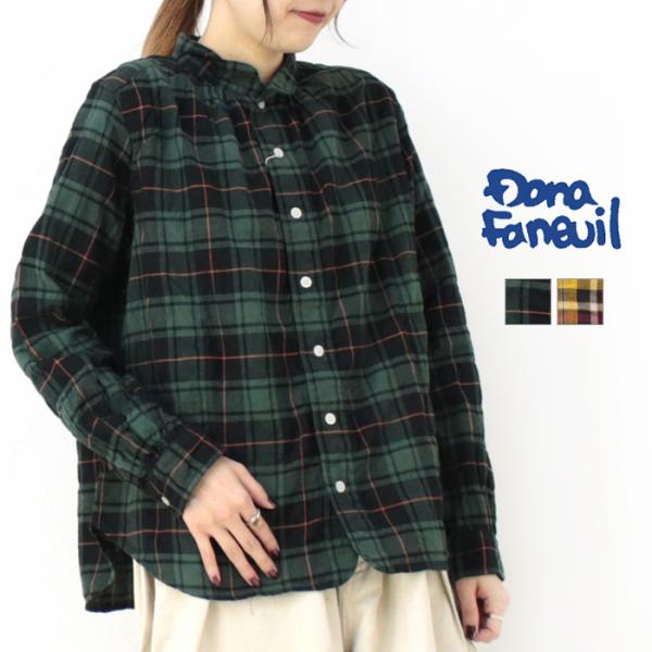 ダナファヌル Dana Faneuil シャーリングチェックワンピースカラーシャツ D-612444...