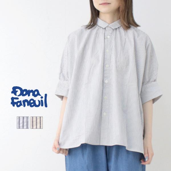 ダナファヌル Dana Faneuil シアサッカーストライプワンピースカラードルマンブラウス D-...