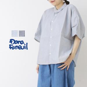 ダナファヌル Dana Faneuil コードクロス5分袖ストライプシャツ D-6225506 トップス ドルマンスリーブ 日本製 レディース 2025春夏｜more-net2