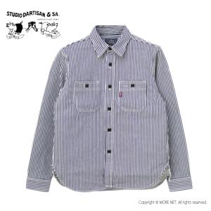 ステュディオ・ダルチザン STUDIO D'ARTISAN 14ozヒッコリーワークシャツ D5335H メンズ 日本製 長袖 ストライプ｜more-net2