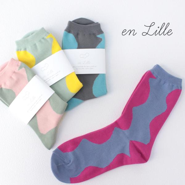 リーレ en Lille  はなびらショートソックス EL-23404 靴下 無地 配色 日本製 レ...