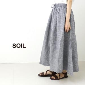 セール価格で販売  ソイル　ギャザースカート　ギンガムチェック　ネイビー 【新品】SOIL ロングスカート