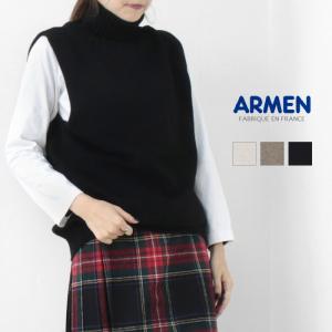 アーメン ARMEN ジーロンラムウールシームフリーポロネックベスト JNAMP2451 トップス 無地 タートルネック レディース｜more-net2
