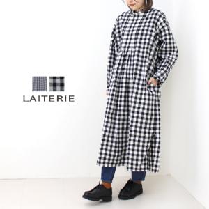 レイトリー LAITERIE コットンリネンギンガムチェックワンピース LB23425 日本製 レディース ロング丈 /返品・交換不可/SALE セール｜more-net2
