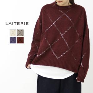 レイトリー LAITERIE エコヤーンひし形アイレットプルオーバー LK22304 トップス ニット 透かし編み 無地 レディース /返品・交換不可/SALE セール｜more-net2