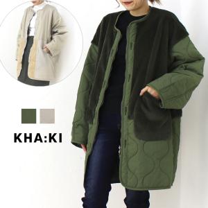 カーキ KHA:KI リバーシブルライナーコート RIV LINNER COAT MIL23FJK3207 ファー キルティング レディース アウター /返品・交換不可/SALE セール｜more-net2