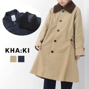 カーキ KHA:KI リムーバルカラーコート REMOVAL COLLAR COAT MIL24FJK3217 レディース トレンチ ファー ミドル丈 セミロング /返品・交換不可/SALE セール｜more-net2