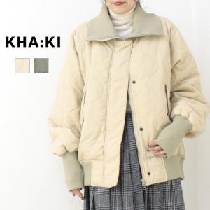 カーキ KHA:KI ミリタリーキルトジップアップジャケット MIL24FJK3224 アウター 無地 キルティング リブ 中綿 レディース /返品・交換不可/SALE セール｜more-net2