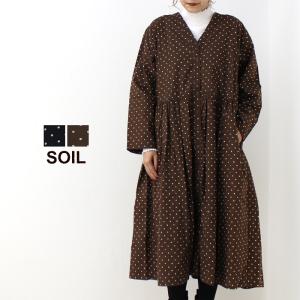 ソイル SOIL ポプリンドットプリントVネックギャザードレス NSL23522 インド製 ワンピース 水玉 羽織 レディース トップス /返品・交換不可/SALE セール｜more-net2