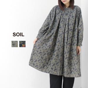 ソイル SOIL 40sポプリンフラワープリントギャザーチュニック NSL24542 トップス ワンピース 長袖 花柄 羽織 ワイド レディース｜more-net2