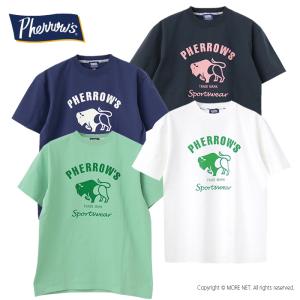 フェローズ PHERROW'S 定番バッファロー プリント半袖Tシャツ 24S-PT2 メンズ 2024春夏/メール便可｜more-net2