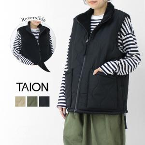 タイオン TAION ミリタリーリバーシブルハイネックダウンベスト R002BML-1 ボア 中綿 ダブルジップ レディース メンズ /返品・交換不可/SALE セール｜more-net2