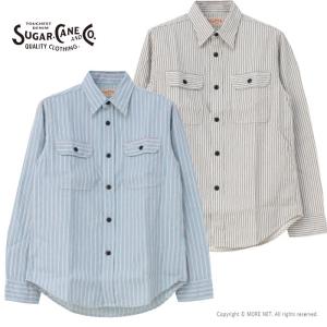 シュガーケーン SUGAR CANE ドビーストライプワークシャツ SC29146 メンズ 日本製 長袖 2025春夏｜more-net2