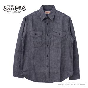 シュガーケーン SUGAR CANE ブラックシャンブレーワークシャツ SC29159 メンズ 日本製 長袖 2025春夏｜more-net2