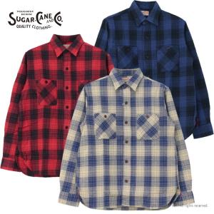 シュガーケーン SUGAR CANE ツイルチェックワークシャツ SC29358 メンズ 日本製 長袖 ネル｜more-net2