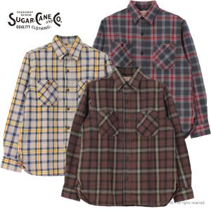 シュガーケーン SUGAR CANE ツイルチェックワークシャツ SC29362 メンズ 日本製 長袖 ネル｜more-net2