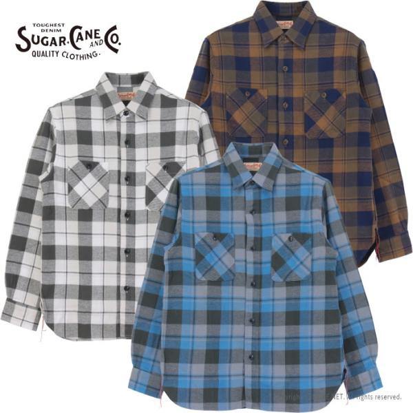シュガーケーン SUGAR CANE ツイルチェックワークシャツ SC29558 メンズ 日本製 長...