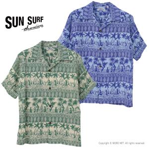 サンサーフ SUN SURF レーヨンハワイアンシャツ SS39220 メンズ 日本製 ISLAND CLASSIC BORDER アロハ 半袖 2024春夏｜more-net2