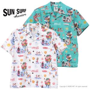 サンサーフ SUN SURF  コットン×リネンホップサック オープンシャツ ハワイへ行こう！ SS39333 メンズ 日本製 柳原良平 アロハ 2024春夏｜more-net2