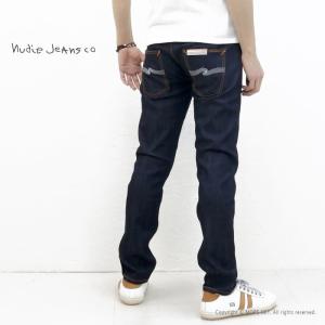 ヌーディージーンズ NUDIE JEANS スリムフィット THIN FINN(シンフィン) L30 DRY ECRU EMBO(559) メンズ イタリア製 ホワイトNステッチ｜more-net2