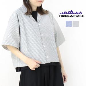 サウザンドマイル THOUSAND MILE ショートスリーブストライプシャツ TM251ST00132 トップス 半袖 5分袖 ショート丈 レディース 2025春夏｜more-net2