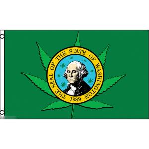 海外限定 国旗 マリファナ 大麻 カンナビス ワシントン州 州旗 特大フラッグ｜morebuymore