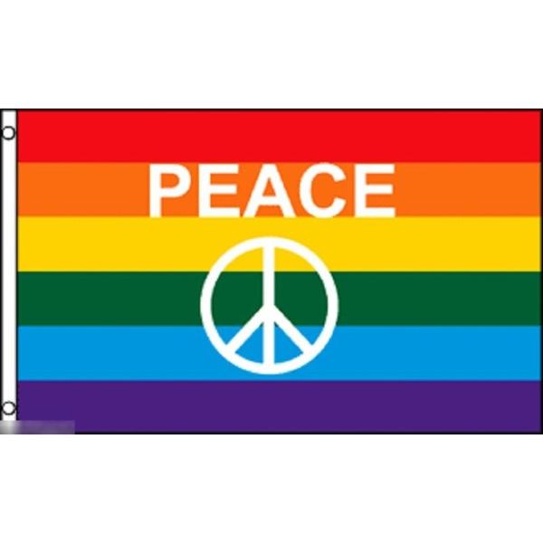 海外限定 国旗 虹 レインボーフラッグ LGBT ピースマーク 平和 特大フラッグ