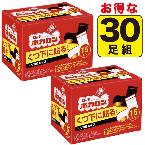 (アウトレットB) 全国送料無料【30足組】ホカロン 靴下に貼るカイロ くつ下用 ロッテ 白／黒 日...