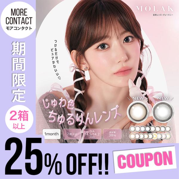 【2箱以上で25％OFFクーポン】カラコン 1ヶ月 モラク マンスリー 1箱2枚入 MOLAK 1m...