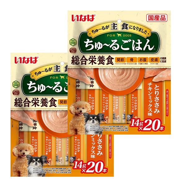【送料無料】【賞味期限2026/7】犬用総合栄養食 いなば ちゅーるごはん とりささみチキンミックス...