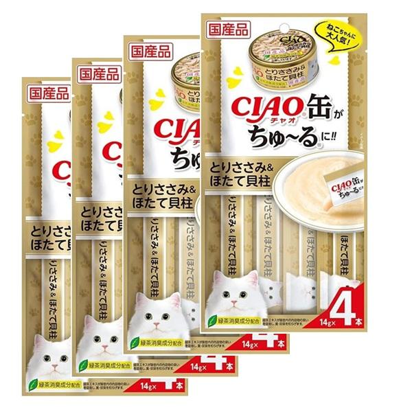 【送料無料】【賞味期限2025/12】猫用ちゅーる いなば CIAO缶ちゅーる とりささみ＆ほたて貝...