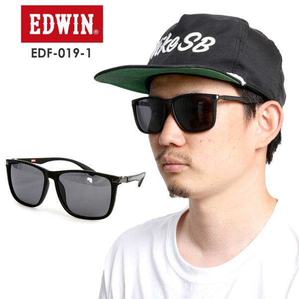 EDWIN エドウィン 偏光プラサングラス EDF-019-1 【BLACK】 SMOKE POLA...