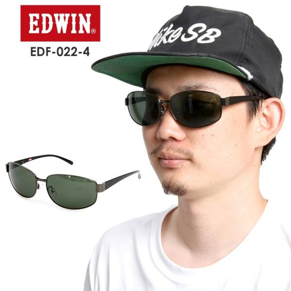 EDWIN エドウィン 偏光メタルサングラス EDF-022-4 【GUN/BLACK】 GREEN...