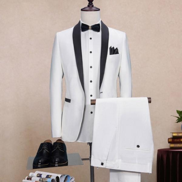 2点セット 紳士服 白 メンズ フォーマル メンズスーツ ビジネススーツ 2ピース パーティー用 結...