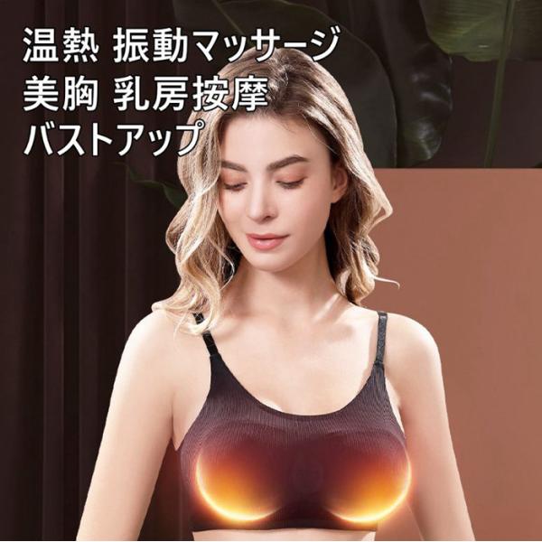 胸マッサージ バストアップ 胸マッサージャー 乳房マッサージャー USB充電 乳房按摩 温熱 振動マ...