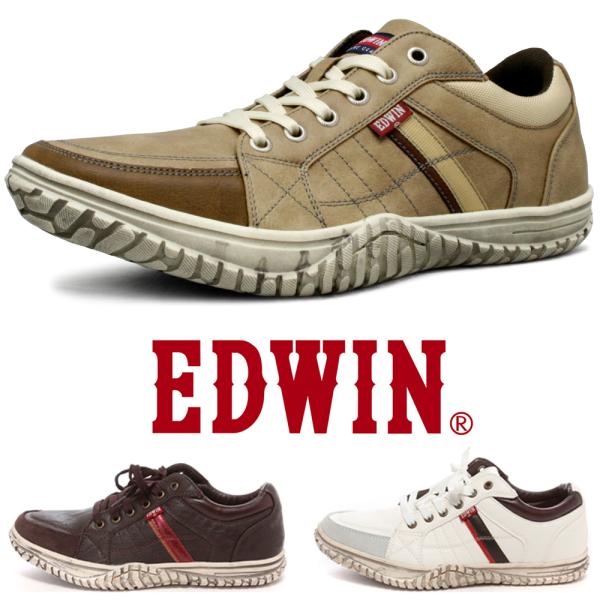 EDWIN スニーカー メンズ ローカット カジュアルシューズ ビンテージ風 着色加工底 おしゃれ ...
