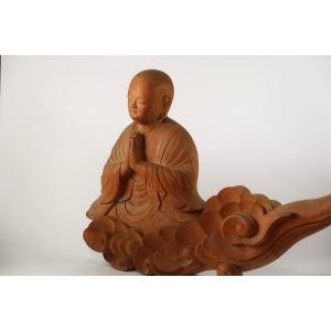 【仏教美術】木彫 「雲地蔵」　地蔵菩薩 仏像 置物 絵画 インテリア