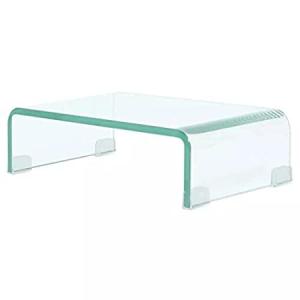 vidaXL TV Stand Monitor Riser Clear Glass Laptop Desk Shelf Multi Colors/Si＿並行輸入品