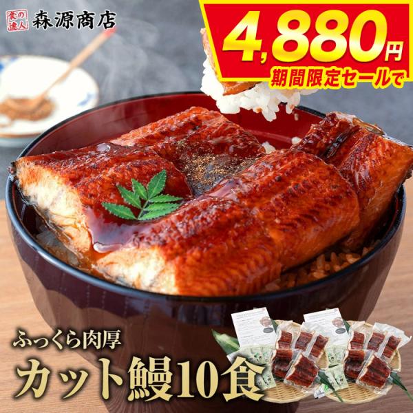 うなぎ カットうなぎ 蒲焼き 10食 個別包装 うな丼10人前 合計800g うな飯 食品 海鮮 ギ...