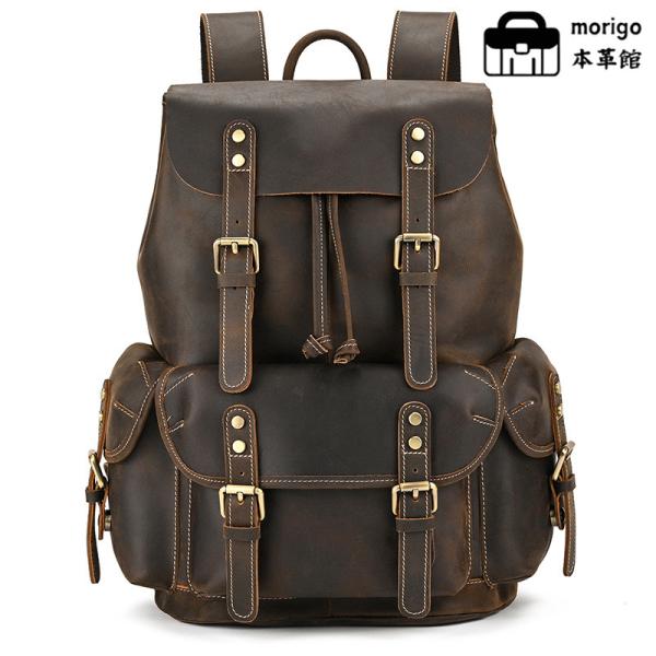 本革 リュックサック ヴィンテージレザーリュックサック 大容量 バックパック メンズ レディース ユ...