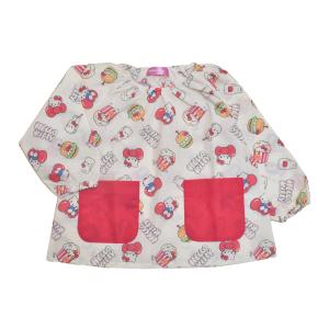 送料無料♪ サンリオ ハローキティ  スモック　総柄　女児　園児　スクール　キッズ　長袖 110ｃｍ/120cm(631KT6031)｜守口赤ちゃんの店