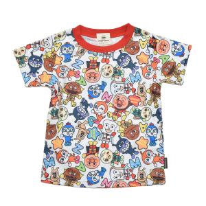 送料無料♪アンパンマン　エステルメッシュ 吸水速乾 総柄 半袖Ｔシャツ キッズ （TA3009）