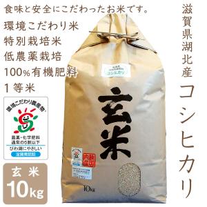 コシヒカリ 無農薬 10kg 令和7年産 玄米 農薬不使用 100％有機肥料
