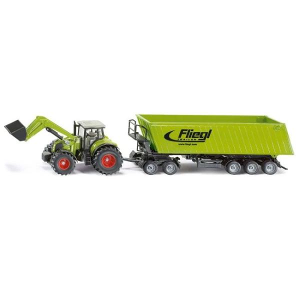ジク SIKU 1/50 フロントローダー付きトラクター&amp;Fliegl Tippingトレーラー S...
