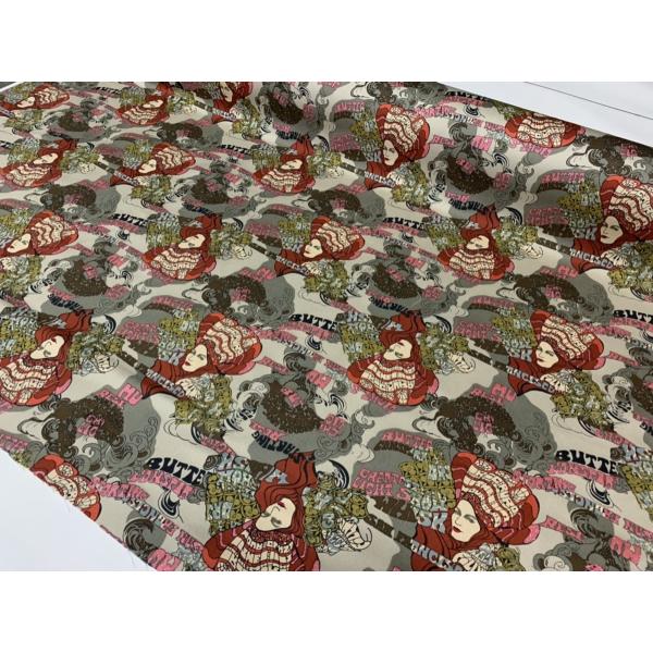 洋柄 プリント ラメ ツイル 生地【50cmあたり250円】